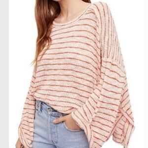 Free People Striped Island Girl Boho Knit Top Sz M